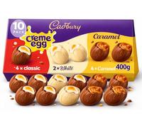 Cadbury Crème Egg Easter Assortment 10 Pack, Includes 4 x Crème Eggs, 2 x White Chocolate & 4 x Caramel, Milk Chocolate Filled Creamy Filling Chocolate Creme Eggs Perfect For Eggs Hunt School