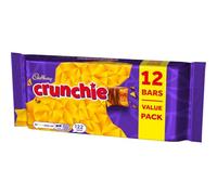 Cadbury Crunchie Chocolate Bar Multipack, 12 x 26.1 g (Pack of 1) | 12 Individually Wrapped Bars, Light Honeycomb Centre, Rich Chocolate, For Sharing & Snacking Anytime
