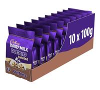 Cadbury Dairy Milk and White Chocolate Buttons Twisted, Sharing Bags, Bite Size Treats 100 g (Pack of 10 Bags)