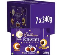 Cadbury Dairy Milk Buttons Selection Box, 340g, Assorted Chocolate Buttons, Christmas Party Pack, Milk Chocolate, Orange, White, Caramel Flavours, Box of 7