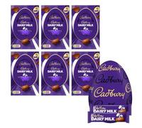Cadbury Dairy Milk Chocolate Easter Egg, Includes 1 Extra Large Chocolate shell and 2 Cadbury Dairy Milk Bars, Gift for Easter 242 g (Pack of 6)