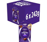 Cadbury Dairy Milk Chocolate Easter Egg, Includes 1 Extra Large Chocolate shell and 2 Cadbury Dairy Milk Bars, Gift for Easter 242 g (Pack of 6)