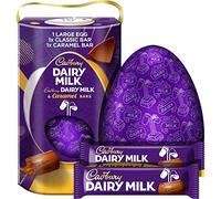 Cadbury Dairy Milk Chocolate Large Easter Egg, With 1 Classic Dairy Milk Bar and 1 Caramel Bar, 245 g (Pack of 1)
