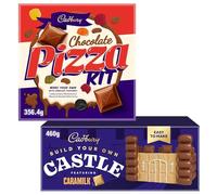 Cadbury Dairy Milk Chocolate Pizza & Caramilk Castle Chocolate Make Your Own Kits Gift Bundle - By Cadbury Gifts Direct. Perfect stocking filler or Christmas Eve Treat