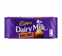 Cadbury Dairy Milk Chocolate Whole Nut Bar (120g) - Pack of 6