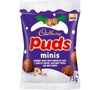 Cadbury Dairy Milk Christmas Mini Puds, Mini Chocolate Puds with Truffle Centre, Hazelnut Pieces and Rice Crisps, Christmas Treat for Snacking, 73g (Pack of 1)