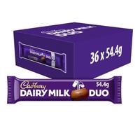 Cadbury Dairy Milk Duo Chocolate Bars, 54.4 g (Pack of 36) | Smooth & Creamy Texture, Irresistible Milk Chocolate Flavor, For Snacking
