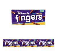Cadbury Dairy Milk Fingers Salted Caramel Flavour, Crunchy Biscuits Coated in Salted Caramel Flavoured Milk Chocolate, 114 g (Pack of 4)