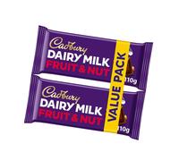Cadbury Dairy Milk Fruit & Nut 220g - Creamy Milk Chocolate with Raisins & Almonds, Indulgent Snack Bar Duo, Sharing Pack, Great Dessert Option,