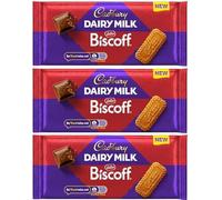 Cadbury Dairy Milk Lotus Biscoff Chocolate Bar 95g (3 Pack) - New Edition - Creamy Milk Chocolate with Crunchy Caramelised Biscuit Pieces - Sustainably Sourced Cocoa - Unique Flavour Combo