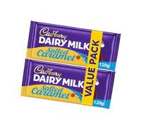 Cadbury Dairy Milk Salted Caramel Chocolate Bar 240g - Indulgent, Vegetarian Snack, Sustainably Sourced, Sweet Treat, Ideal for Sharing (2x120g)