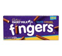 Cadbury Dairy Milk Salted Caramel Fingers, Crunchy Biscuits Coated in