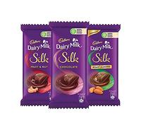 Cadbury Dairy Milk Silk Small Chocolates Combo (2 x Plain 60g, 2 x Roast Almond with whole nuts 58g and 2 x Fruit and Nut 55g)