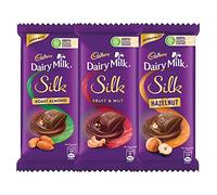 Cadbury Dairy Milk Silk Small Chocolates Combo (2 X Silk Roast Almond With Whole Nuts 58G, 2 X Silk Hazelnut 58G And 2 X Silk Fruit And Nut 55G), 342 Grams