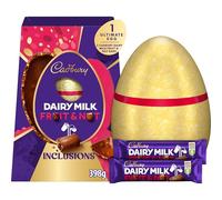 Cadbury Dairy Milk Ultimate Chocolate Easter Egg with Fruit & Nut Inclusions, Contains 1 Large Chocolate Shell and 2 Cadbury Dairy Milk Fruit & Nut Bars, Gift for Easter, 398 g (Pack of 1)
