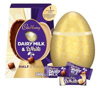 Cadbury Dairy Milk Ultimate Half & Half Easter Egg, Includes 1 Large Milk & White Chocolate Egg and 8 Individually Wrapped Assorted Chunks of Chocolate, Gift for Easter, 360 g (Pack of 1)