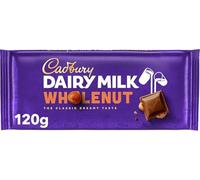 Cadbury Dairy Milk Whole Nut Bar, Whole Hazelnuts Covered in Creamy Milk Chocolate, 120 g Bar (Pack of 1)