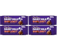 Cadbury Dairy Milk Whole Nut Bar, Whole Hazelnuts Covered in Creamy Milk Chocolate, 120 g Bar (Pack of 4)