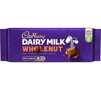 Cadbury Dairy Milk Whole Nut Bar, Whole Hazelnuts Covered in Creamy Milk Chocolate, 180 g Bar (Pack of 1)