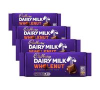 Cadbury Dairy Milk Whole Nut Bar, Whole Hazelnuts Covered in Creamy Milk Chocolate, 180 g Bar (Pack of 4)