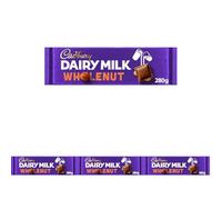 Cadbury Dairy Milk Wholenut Chocolate Bar, The Classic Creamy Taste, 280 g (Pack of 4)