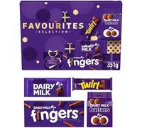 Cadbury Favourites Selection Chocolate Christmas Box - Filled with Assorted Dairy Milk Gift Hamper for Christmas - Dairy Milk, Buttons, Fingers biscuits and Twirl Perfect for Sharing - 351g