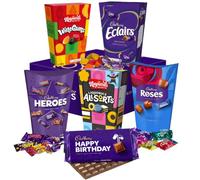 Cadbury Happy Birthday Chocolate & Sweets Sharing Hamper | Includes Cadbury Heroes, Roses, Dairy Milk, Chocolate Eclairs, Liquorice Allsorts and Wine Gums