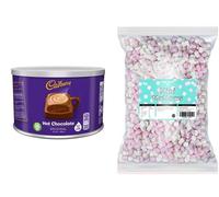 Cadbury Hot Chocolate 1kg and Mini Mallow Pink and White 1kg Bundle Delivered in Genuine Old Scool Sweets Packageing
