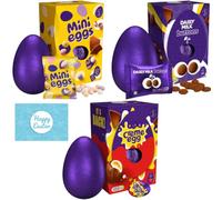 Cadbury Large Easter Eggs Bundle - Easter Eggs Bulk - Creme Egg 195g, Mini Eggs 193.5g & Dairy Milk Buttons 195g for Easter Gifts or Egg Hunt