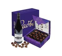 Cadbury Milk Tray & Red Wine Hamper Black