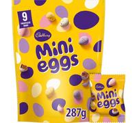Cadbury Mini Eggs Pouch, Crunchy Shells with Smooth Milk Chocolate Centres, Gift for Easter & Easter Egg Hunts, Includes 9 Treatsize Bags, 287 g (Pack of 1)