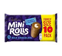Cadbury Mini Rolls, Milk Chocolate Sponge Cakes With Cream Filling, 10 Individually Wrapped Snack Bars - Ideal for Lunchboxes & Sharing (Pack of 1)