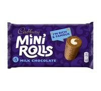 Cadbury Mini Rolls, Milk Chocolate Sponge Cakes With Vanilla Cream Centre, 5 Individually Wrapped Treats - Perfect For Snacking On-the-Go (Pack of 1)