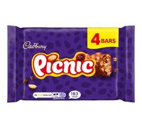 Cadbury Picnic Chocolate Bar, Milk Chocolate With Caramel, Peanuts, Crispy Cereal & Dried Grapes Centre, Multipack of 4 x 38 g Bars (Pack of 1)