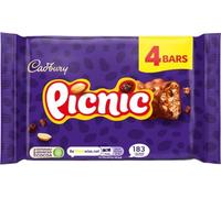 Cadbury Picnic Chocolate Bar, Milk Chocolate With Caramel, Peanuts, Crispy Cereal & Dried Grapes Centre, Multipack of 4 x 38 g Bars (Pack of 1)