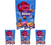 Cadbury Roses Chocolate Pouch, Assorted Miniature Chocolates for Sharing, The Perfect Christmas Treat, 270 g (Pack of 4)