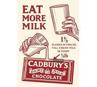 Cadbury`s Chocolate Classic Art Poster - Vintage Milk Poster A4 Retro Dairy Advertisement Wall Art for Kitchen Cafe or Diner Decor Classic Farm Style Illustration for Home