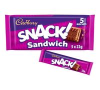Cadbury Snack! Sandwich, Milk Chocolate Covered Biscuits, Multipack of 5 Biscuits 110 g (Pack of 1)