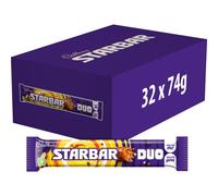 Cadbury Starbar Duo Chocolate Bars, Bulk Buy Treats for Snacking, Sharing & Gifting 32 x 74 g