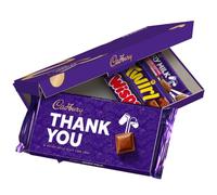 Cadbury Thank You Letterbox Chocolate Gift Set 308g | Includes Dairy Milk 180g, Twirl, Wispa & More, Letterbox Friendly, 4 Bars Included, Postage Included