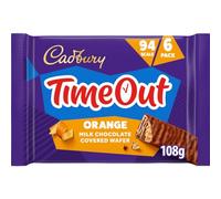 Cadbury Timeout Orange Milk Chocolate Covered Wafer, Crispy Wafer With Orange Flavoured Milk Chocolate, Multipack of 6 x 18 g (Pack of 1)