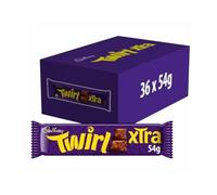 Cadbury Twirl Extra Duo Official, Chocolate Bars with Swirly Chocolate Texture 54g (Pack of 36 Bars)
