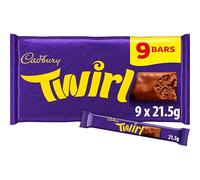 Cadbury Twirl Milk Chocolate Bar, The Classic Creamy Taste, Multipack of Single Bars 21.5 g (Pack of 9)
