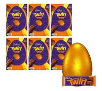 Cadbury Twirl Orange Flavoured Chocolate Easter Egg, Includes 1 Large Egg and 1 Twirl Bar, Gift for Easter, 193 g (Pack of 6)