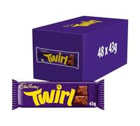 Cadbury Twirl Twin Fingers Milk Chocolate Bar 43g, Perfect Treat (48 Bars x 43g (1 Box), Milk Chocolate)