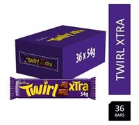 Cadbury Twirl Extra Duo Official, Chocolate Bars with Swirly Chocolate Texture 54g (Pack of 36 Bars)