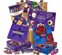 Cadbury Ultimate Christmas Chocolate Hamper Basket by Cadbury Gifts Direct - Including Roses, Heroes, Three Selection Boxes, Buttons Tube, and Coins bag. Great for Sharing or Festive Gifting.