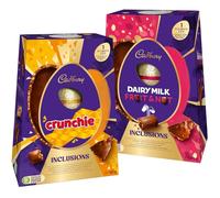 Cadbury Ultimate Variety Chocolate Easter Eggs XXL, Bundle of 2. Cadbury Dairy Milk Fruit & Nut 398g Thick Shelled inclusion Easter Egg & Cadbury Crunchie Ultimate Inclusions Egg 385g