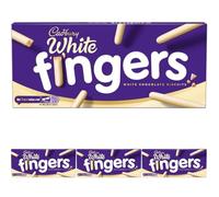 Cadbury White Chocolate Fingers Biscuits, Crunchy Biscuits Covered in Smooth White Chocolate, 114 g (Pack of 4)
