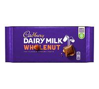 Cadbury Whole Nut Dairy Milk Chocolate - Creamy Milk Chocolate with Whole Hazelnut Chunks - Delicious Full-Bodied Candy - Whole Nut 180g